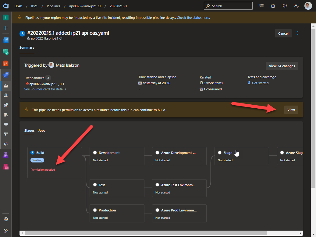 Review APIM Service connection