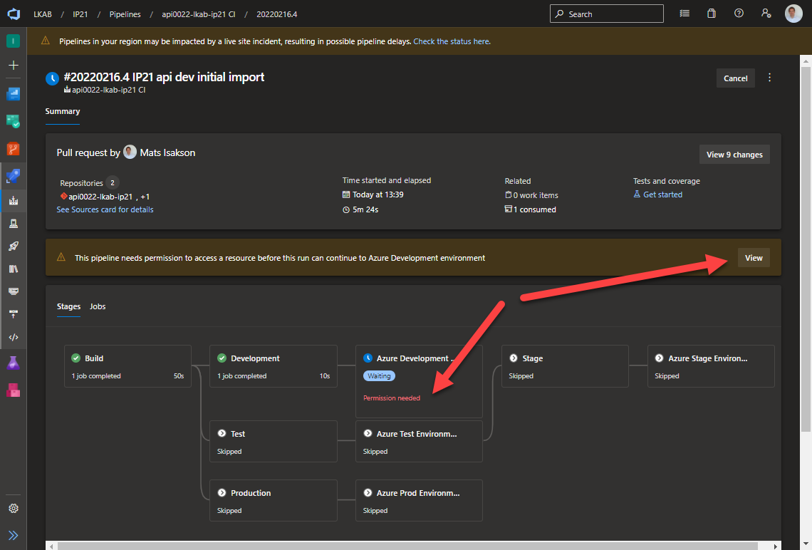 Review APIM Service connection