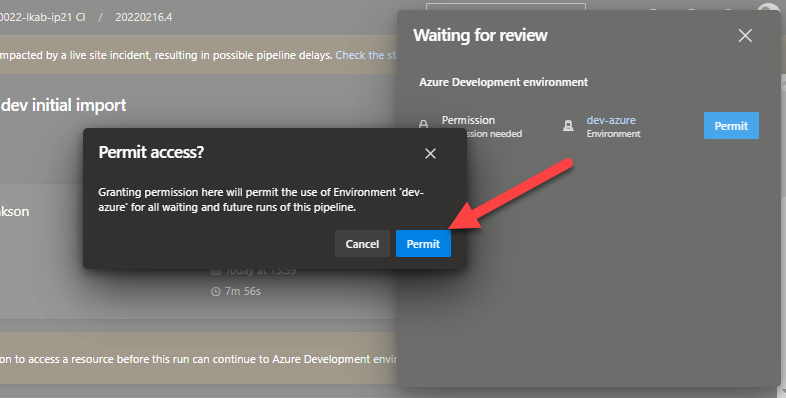 Permit APIM Service connection